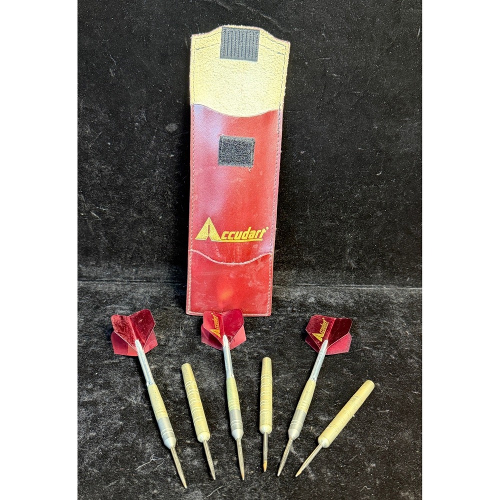 Accudart Steel Tip Darts Set with Red Flights and Carrying Case, Complete set